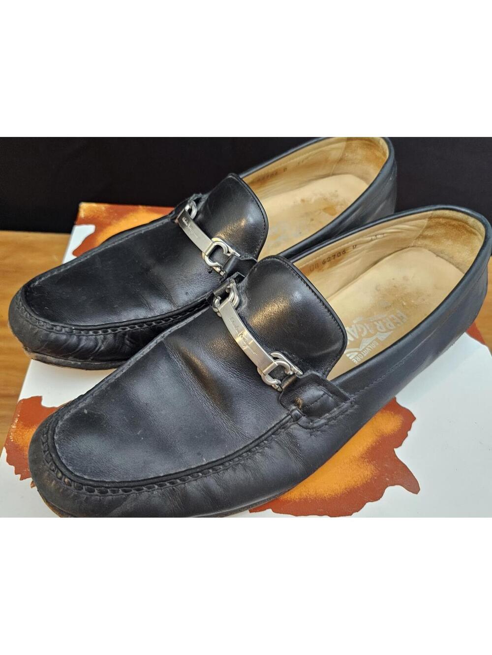 Salvatore Ferragamo Shoes Black Men Size 11.5 Leather Loafer